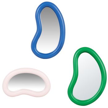 SANGHA - Espejos irregulares en azul, rosa y verde (x3) 21 x 33