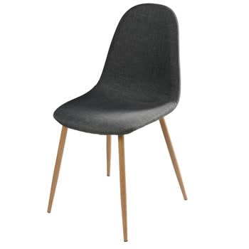 Clyde - Scandinavische stoel, antracietgrijs en metaal met eikenhouten