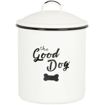 GOOD DOG - Scatola per crocchette in smalto écru e nero