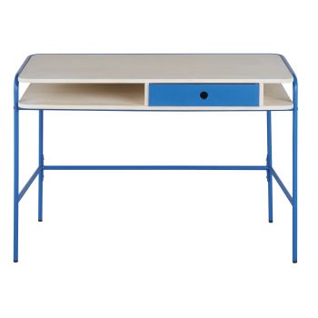 SAMI - Schreibtisch, beige und blau, mit 1 Schublade und 1 Ablagefach