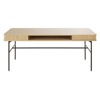 Boldin - Schreibtisch mit 3 Schubladen, beige und schwarz