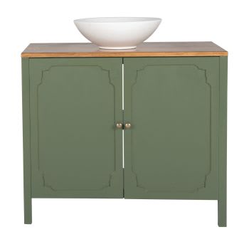 Selena - Mueble de lavabo con 2 puertas en verde y beige