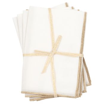 BREBES - Witte servetten met goudkleurige rand (x4)
