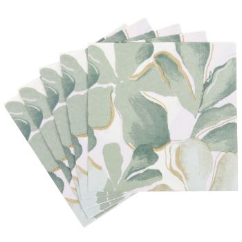 FARON - Lot de 3 - Serviettes en papier motif feuillage vert (x20)