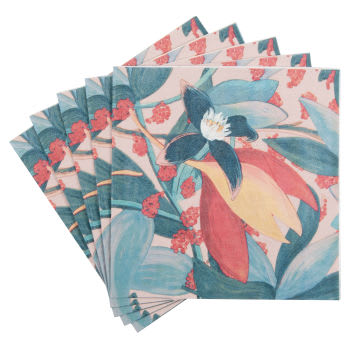 ALCALA - Lot de 4 - Serviettes en papier motif végétal multicolore (x20)