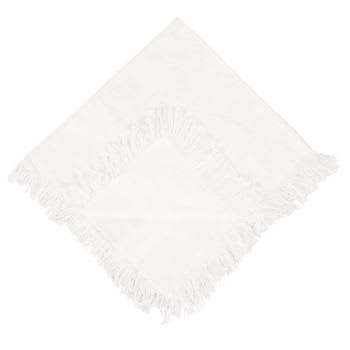 AZILISE - Servilletas algodón orgánico flecos en blanco (x4) 42 x 42