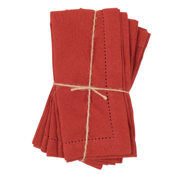 Servilletas de algodón ecológico rojo teja, 40x40 (x4)
