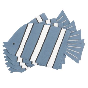 Fish - Lote de 3 - Servilletas de papel con estampado de pez azul (x20)