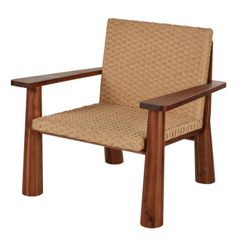 Sessel aus Akazienholz und Schnurgeflecht