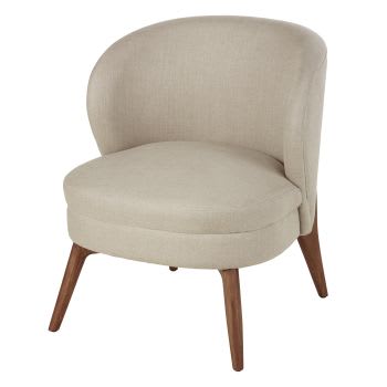 Katie - Sessel aus beigefarbenem Leinen