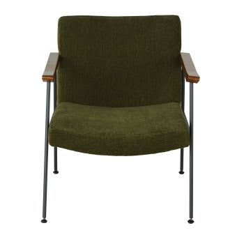 Blake - Sessel aus grünem strukturiertem Samt, schwarzem Stahl und Eschenholz 