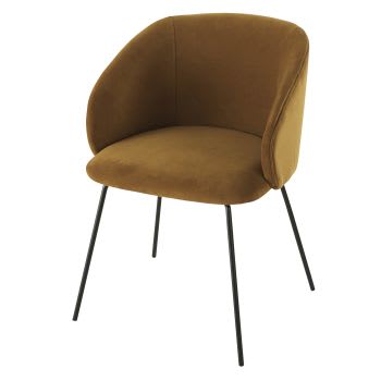 Wanda Business - Sessel für die gewerbliche Nutzung mit senfgelbem Samtbezug