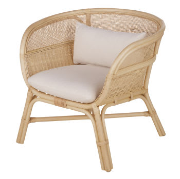 Sessel für gewerbliche Nutzung aus ecru- und beigefarbenem Rattan