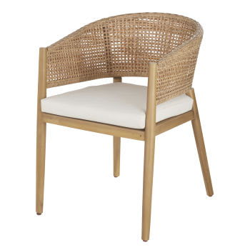 Bari Business - Sessel für gewerbliche Nutzung im Außenbereich aus Akazienholz und recyceltem Stoff