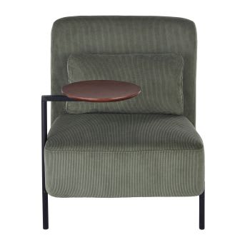 Sessel für gewerbliche Nutzung mit olivgrünem Cordsamtstoff und abnehmbarer Ablage