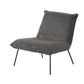 Sam - Sessel mit geripptem grauem Samtbezug