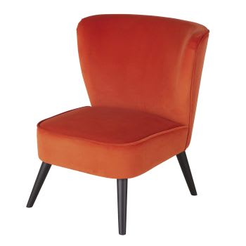 Palm - Sessel mit orangefarbenem Samtbezug