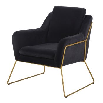 Jasper - Sessel mit Samtbezug, schwarz und messingfarben