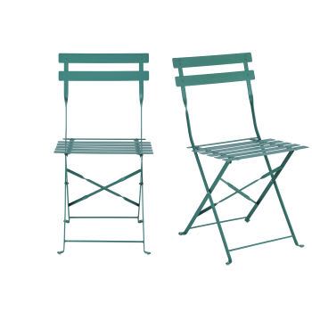 Guinguette - Set aus 2 Gartenklappstühlen aus grünem Stahl