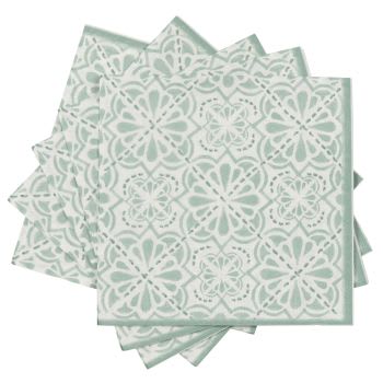 Set 12 Tovaglioli Di Carta IHR Rondo Rotondi 33 Cm | Blu E Bianco, 3 Veli, Made In Germany | Riciclati E Senza Cloro