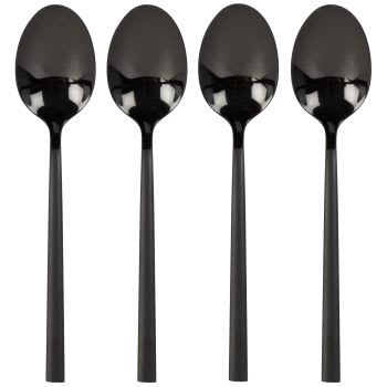 Set di 4 cucchiai in acciaio inox nero opaco