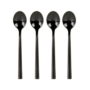 Set di 4 cucchiaini da dessert in acciaio inossidabile nero
