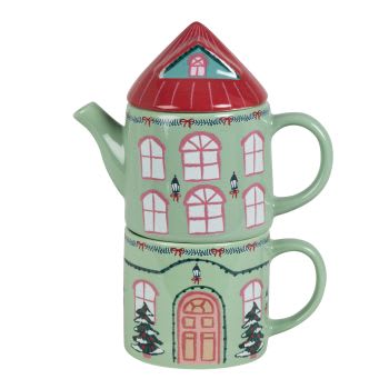 Mud Pie Set Tazza Natale Con Cucchiaio In Legno: Tazza In Ceramica Con Definizione Di Natale E Nastrino A Quadri, Regalo Decorativo