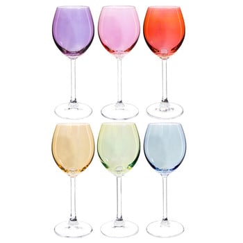 Colorama - Set of 6 glass COLORAMA stem glasses, multicoloured