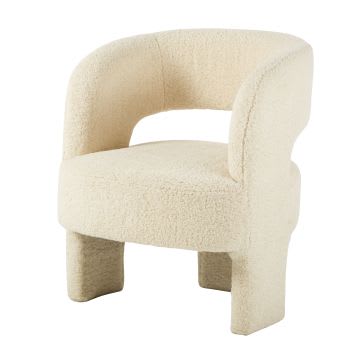 Sheep - Dreibein-Sessel mit aus weissem Bouclé-Stoff
