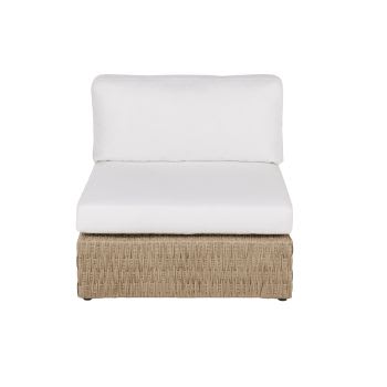 Toranga - Sillón cama para sofá de jardín modulable de resina trenzada con cojines color crudo