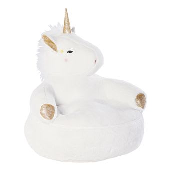 Sillón unicornio blanco, rosa y dorado