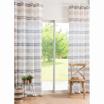 Single Striped Cotton Eyelet Curtain 140x250