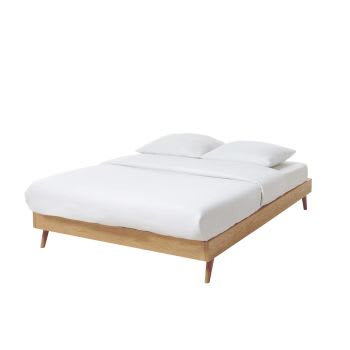 Canapé de madera tapizada color beige 200x200 SAONA