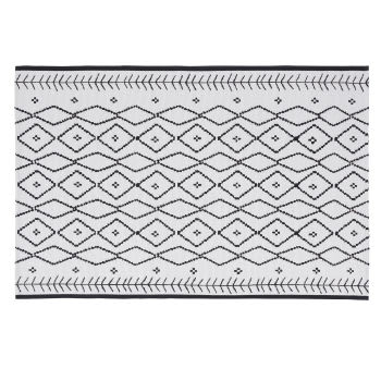 SKYE - Teppich aus Polypropylen mit schwarzen und ecrufarbenen grafischen Motiven, 120x180cm
