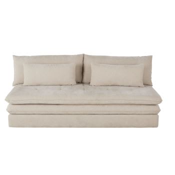 Sofá cama de 2/3 plazas de tela reciclada en beige