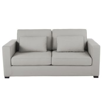 Milano - Sofá cama de 2/3 plazas tela gris claro, colchón de 12 cm