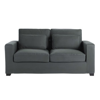 Milano - Sofá cama de 2/3 plazas tela gris pizarra, colchón de 12 cm