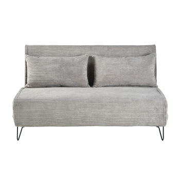 Nio - Sofá cama de 2 plazas de terciopelo gris claro