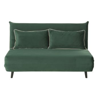 Nio - Sofá cama de 2 plazas de terciopelo verde