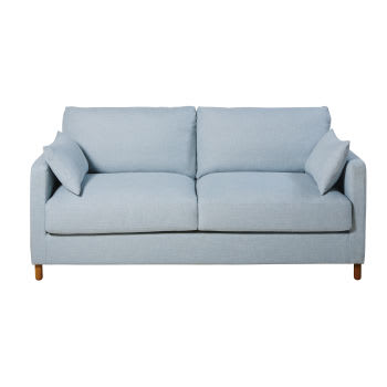 Julian - Sofá-cama de 3 lugares azul-claro, colchão 14 cm