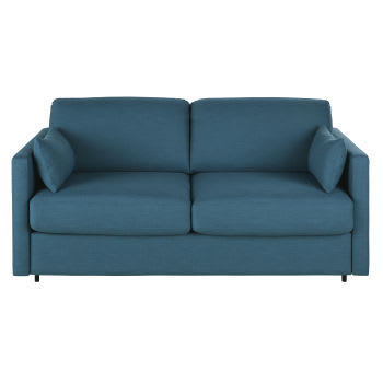 Sofá cama profesional de 2/3 plazas azul petróleo, colchón de 18 cm (cojines de acompañamiento no vendidos)