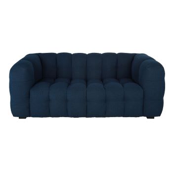 Lilo - Sofá de 2 lugares em tecido azul-noite com efeito de lã bouclé
