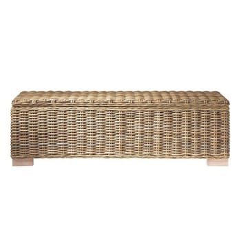 Key West - Solid mahogany and rattan bed end W 130cm