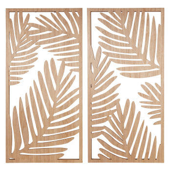 SOUHEL - Wanddecoraties met palmbladeren (x2), 38 x 75 cm