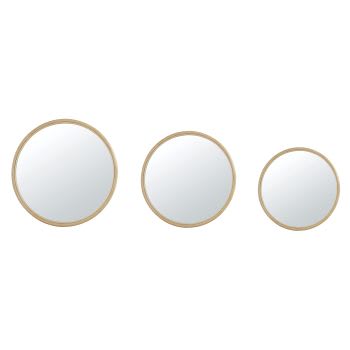 ALMA - Specchi rotondi in rattan beige (x3) Ø 80 cm