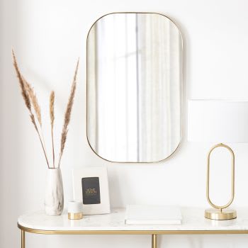 KIEL - Specchio arrotondato in metallo dorato 45x70 cm