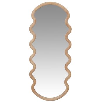 ADEM - Specchio con bordo smerlato in legno di hevea 36x85 cm