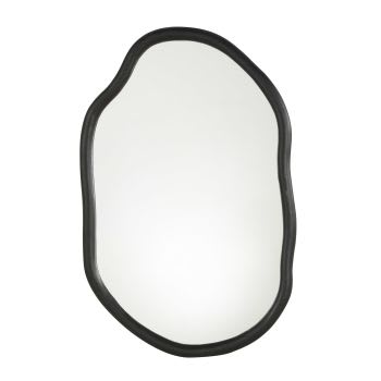 Specchio dalla forma organica in metallo nero 68x107 cm