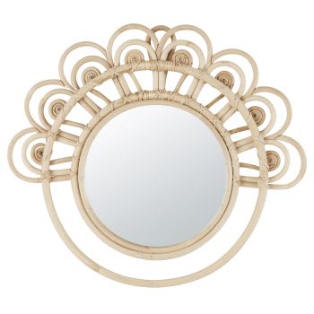 PAON - Specchio in rattan beige 40x35 cm