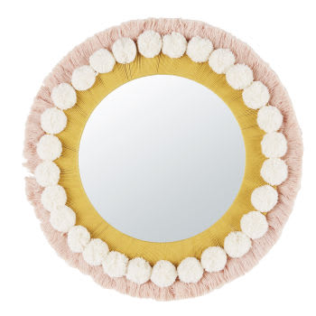 Specchio rosa, giallo e beige Ø 38 cm